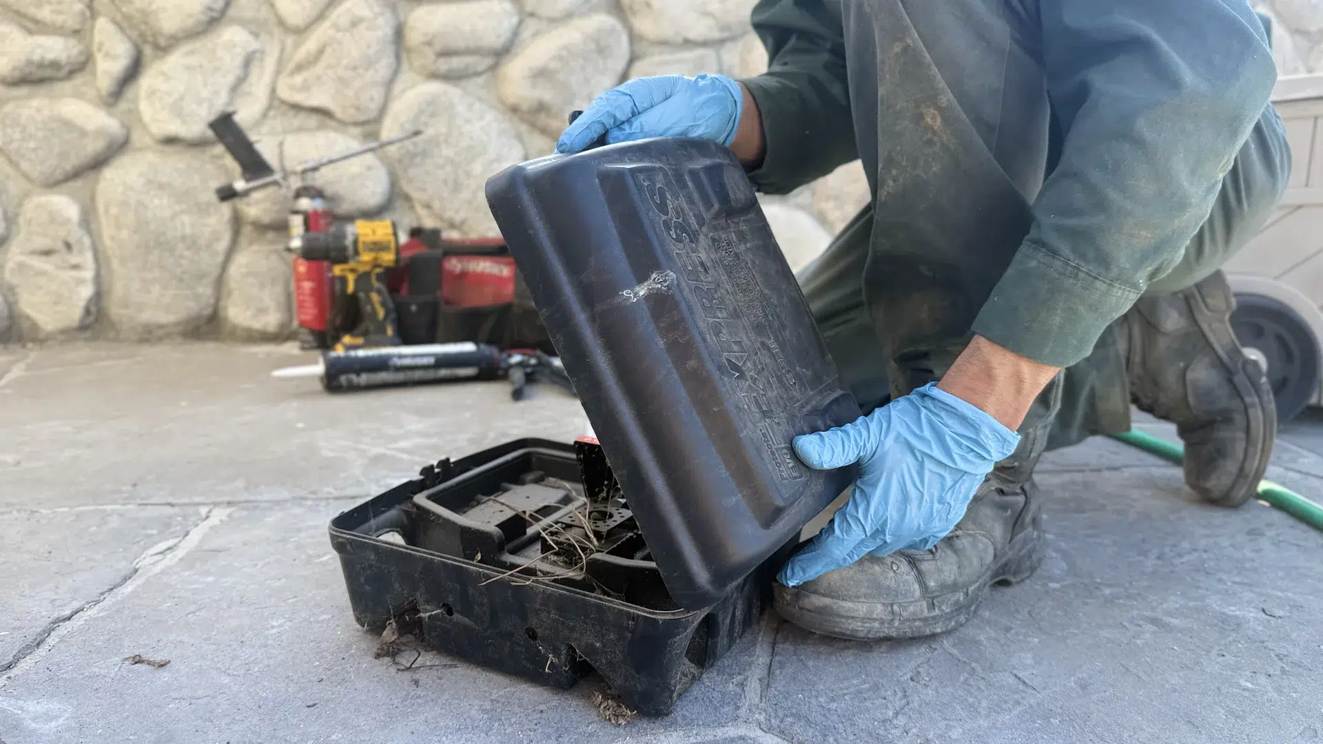 Treebark termite treatment tech at an Orange CA property